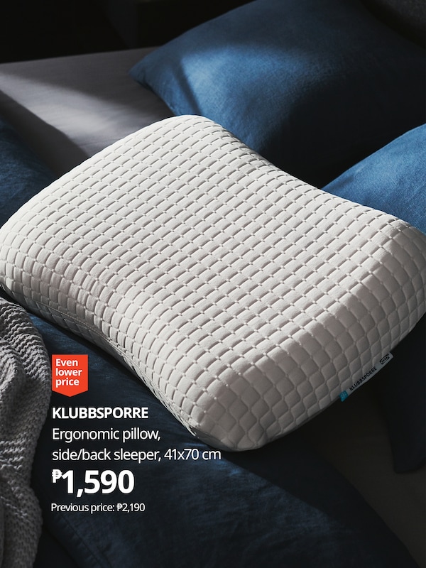 KLUBBSPORRE (80446097) ergonomic pillow, side/back sleeper