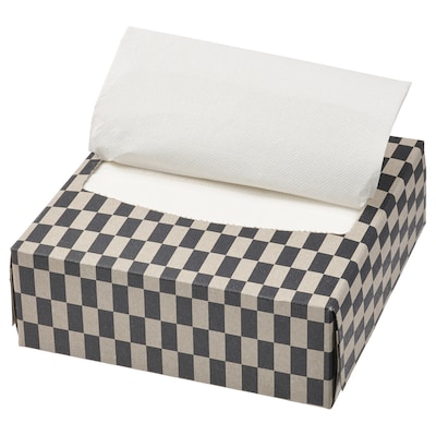 RÖDKNOT Paper napkin, check pattern light brown/black, 16x32 cm